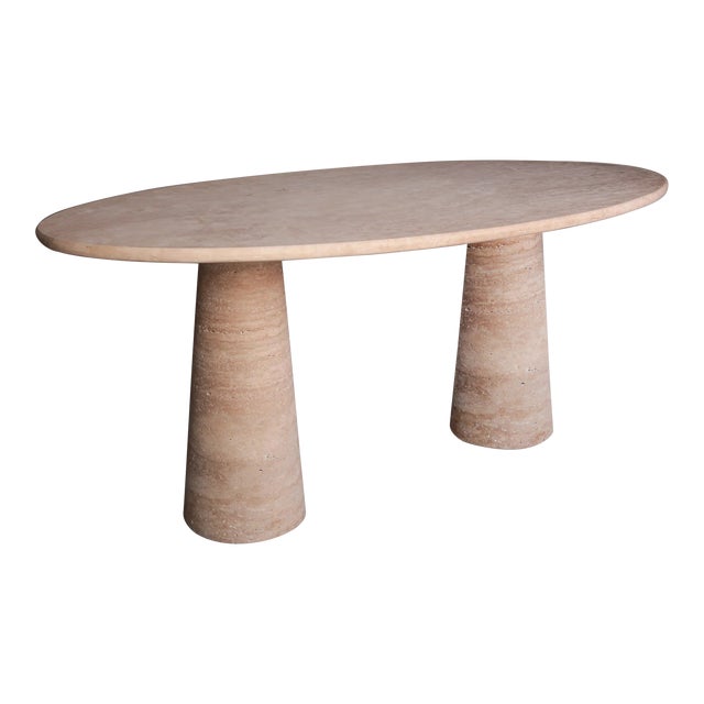 Élegance De Pierré Travertine Oval Dining Table 84" For Sale