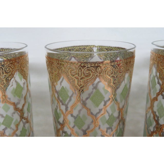 Mid 20th Century Culver Valencia Mid Century Barware Gold Highlight Glass Water Bar Cups Set of 3 For Sale - Image 5 of 12