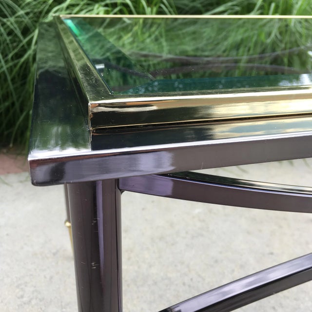 DIA - Design Institute America Mid 20th Century Jansen Style Gun Metal End Table With Brass Mounts From Design Institute of America For Sale - Image 4 of 13