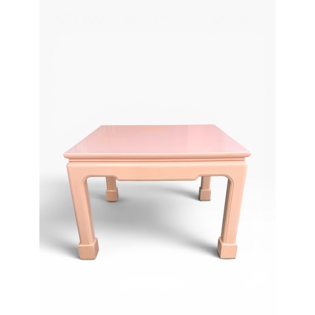 Chinoiserie Vintage Peach Lacquer Chinoiserie Side Tables – Pair For Sale - Image 3 of 13