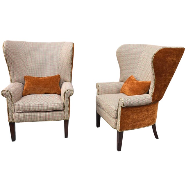 Ralph Lauren Pair of Vintage Ralph Lauren Kerry Wing Chairs For Sale - Image 4 of 12