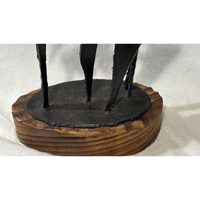 Brutalist Mid- Century Brutalist Raw Welded Metal Sculpture “ Piano Man “- 21”h For Sale - Image 3 of 6