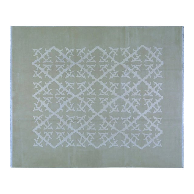 Vintage Chinese Art Deco Hand Knotted Wool Rug, 9'9'' X 12' For Sale