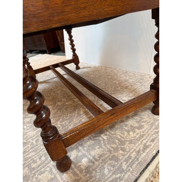 Brown Antique Jacobean Tiger Oak Wood Vanity Dresser With Mirror For Sale - Image 8 of 12