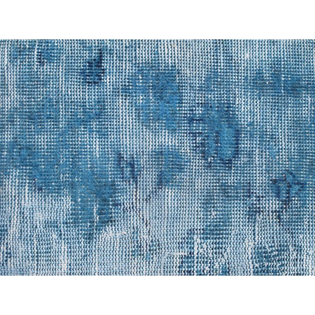 Blue Early 20th Century Blue and Ivory Antique Oushak Rug Overdyed With Classical Design/Composition For Sale - Image 8 of 10