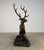 Metal Large Bronze Stag Sculpture – Leaping Deer on Log Base, 36” H Wildlife Art For Sale - Image 7 of 13