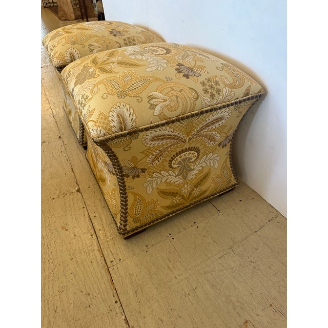 Lexington Upholstered Stools/Ottomans With Nailheads -a Pair For Sale - Image 9 of 13