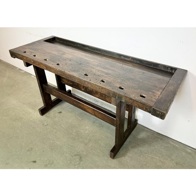Vintage Industrial Carpenters Workbench, 1950s For Sale - Image 10 of 16