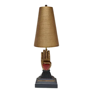 Vintage Folk Art-Style Carved Fraternal Odd Fellows Heart in Hand Table Lamp