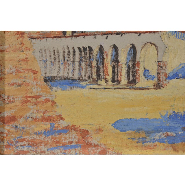 Late 19th Century California Mission Plein Air Oil on Board Period Arts & Crafts Frame. Illegibly Signed Lower Right Center For Sale - Image 5 of 8