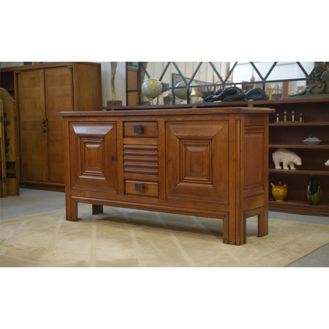 Oak and Wrought Iron Buffet by Charles Dudouyt, 1940s For Sale - Image 11 of 11