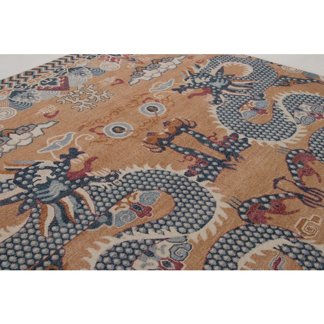 Textile Contemporary Chinese Dragon Pictorial Distressed Wool Rug by Rug & Kilim, India For Sale - Image 7 of 10