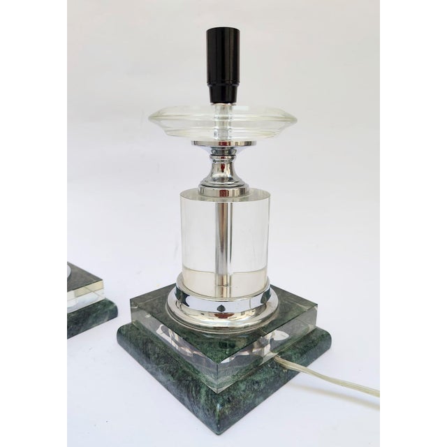 1930s Vintage Art Deco Table Lamps in Glass and Marble, 1940s For Sale - Image 5 of 12