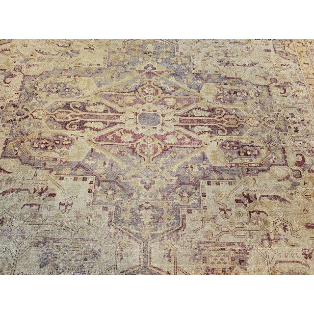 19th Century Agra Rug, Hand-Knotted Wool, Geometric Design, Pale Purple & Gray, 12' X 14’ For Sale - Image 16 of 18