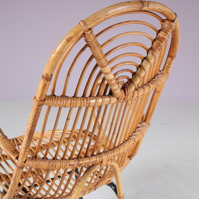 Rattan Chair by Gebroeders Jonkers for Noordwolde, Netherlands, 1950s For Sale - Image 9 of 10