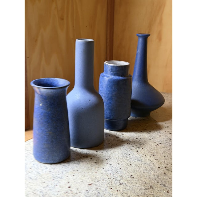 Mid-Century Blue Studio Pottery Vases from Ceramano & Zaalberg, Europe, 1960, Set of 4 For Sale - Image 4 of 18