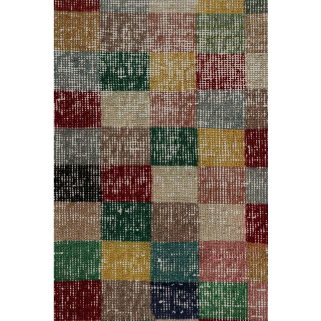 1960s Vintage Zeki Müren Art Deco Rug With Geometric Patterns For Sale In New York - Image 6 of 7