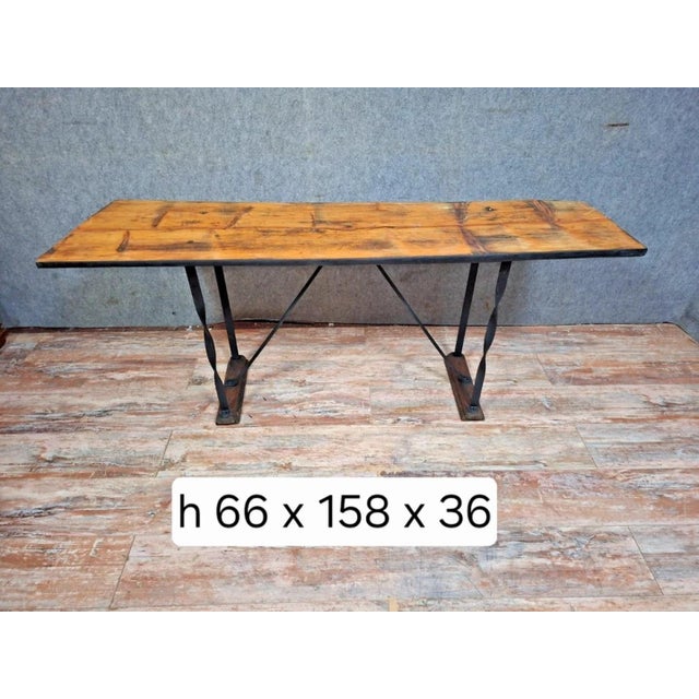Wood 20th Century Industrial Console Table For Sale - Image 7 of 8