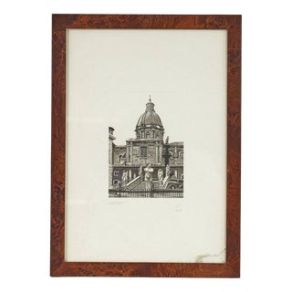 Unknown, Numbered Engraving of a Palace, 1950s, Engraving For Sale