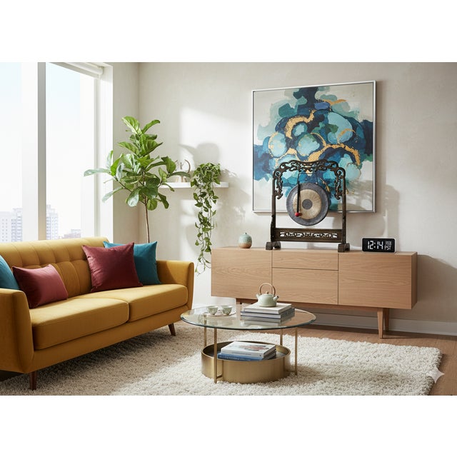 1980s Chinese Distressed Brown Cloud Scroll Wood Gong Display Rack For Sale - Image 5 of 10