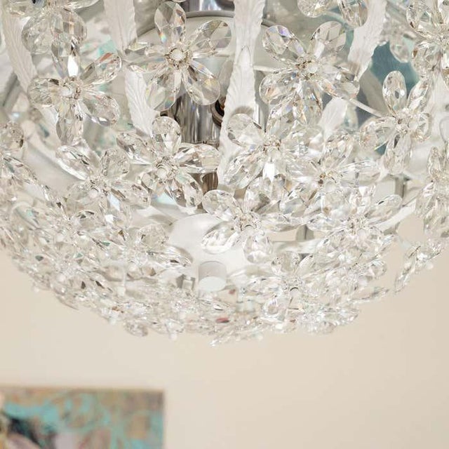 1960s Crystal Flower Foliate Motif Flush Mount For Sale In New York - Image 6 of 9