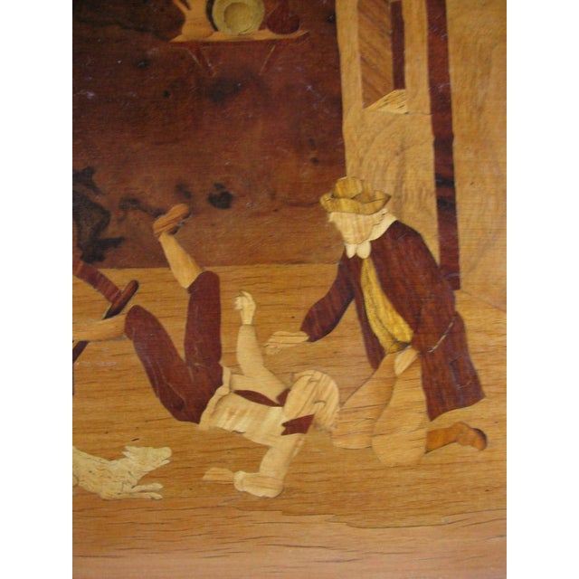 Italian Inlaid Wooden Panel Depicting an Interior Scene, 20th Century For Sale - Image 4 of 6