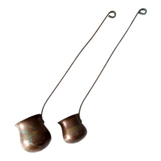 Antique Copper Liquor Ladles Pair For Sale