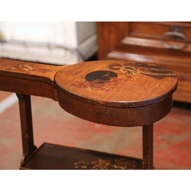 Early 20th Century French Carved and Painted Mandolin Side Table For Sale - Image 4 of 11