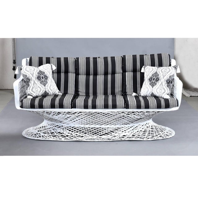 1970s Restored Russell Woodard Spun Fiberglass Vintage Outdoor Sofa For Sale - Image 5 of 14