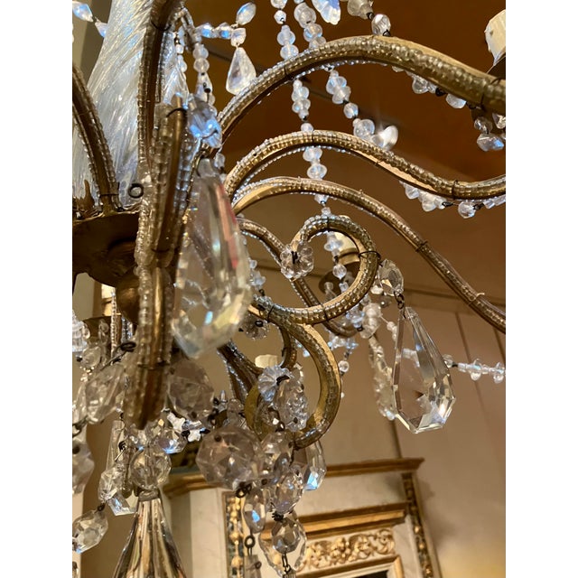 Italian Cut Crystal and Glass Beads Cage Chandelier, 1800s For Sale - Image 6 of 12