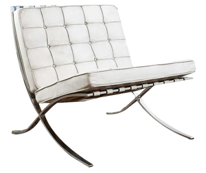 Barcelona Chair in Off-White Leather by Mies van der Rohe for Knoll Inc / Knoll International, 1960s