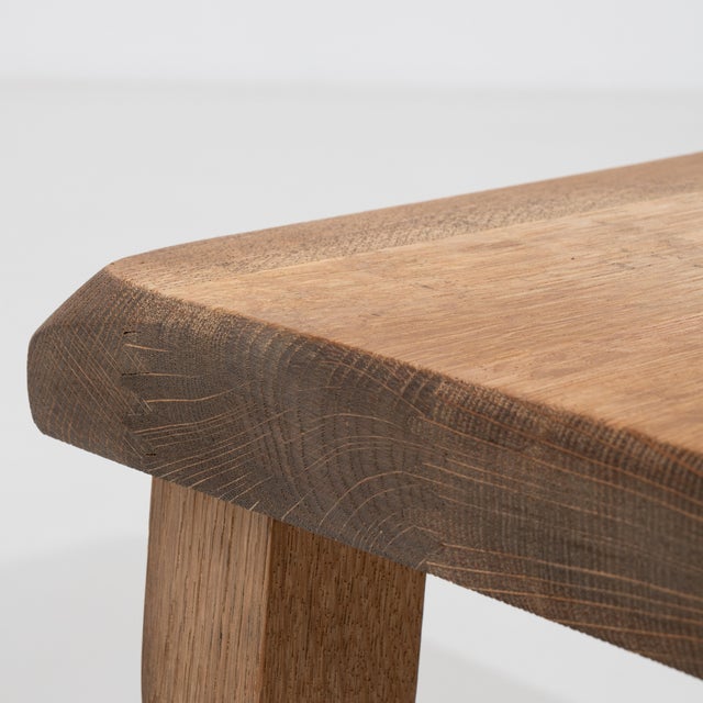 Tan Set Of Three Oak Brutalist Nesting Tables For Sale - Image 8 of 9
