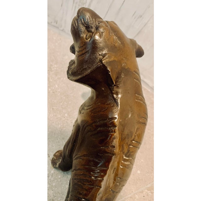 Vintage Early 20th Century Japanese Cast Bronze Japanese ‘Meiji Period Style’ Tiger For Sale - Image 9 of 12