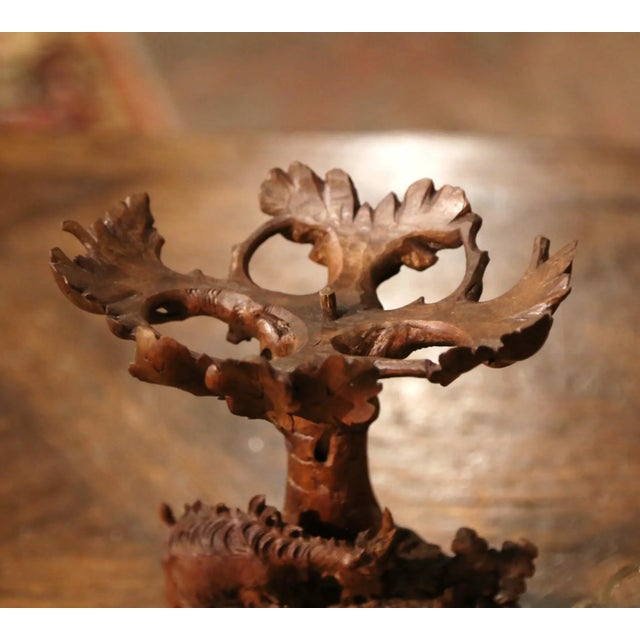 19th Century Swiss Black Forest Carved Walnut and Etched Crystal Centerpiece For Sale - Image 11 of 13
