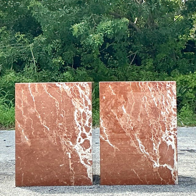 Elevate your decor with these Vintage Boho Marble Pedestals. Perfect for American-style interiors, these pedestals feature...