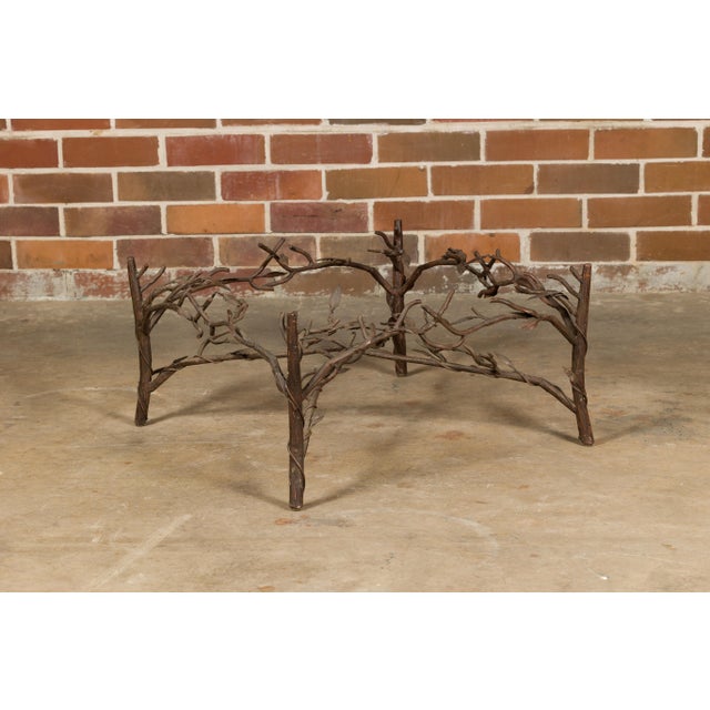 Metal Midcentury French Iron Twig Coffee Table Base with Cross Stretcher For Sale - Image 7 of 12