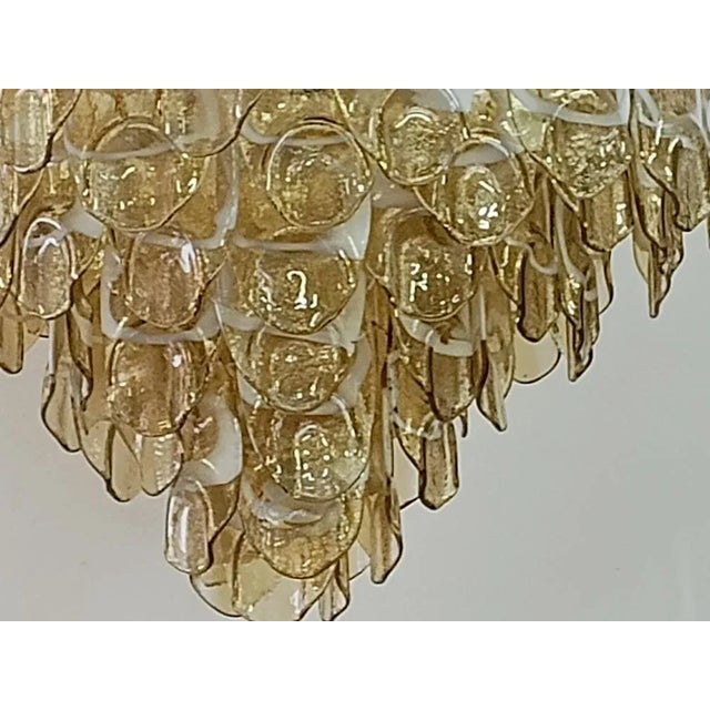 Beige Mid-Century Amber and White Murano Glass Chandelier, 2000s For Sale - Image 8 of 10