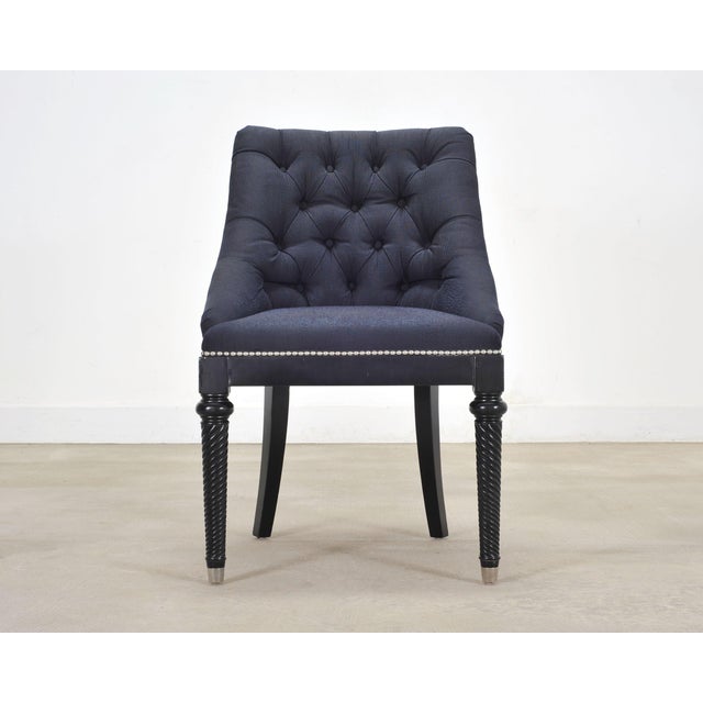 Traditional Ralph Lauren Regency Style Tufted Navy Blue Mayfield Chair For Sale - Image 3 of 18