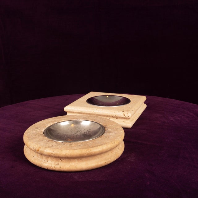 Vintage Italian Travertine Ashtrays, 1970, Set of 2 For Sale - Image 3 of 18