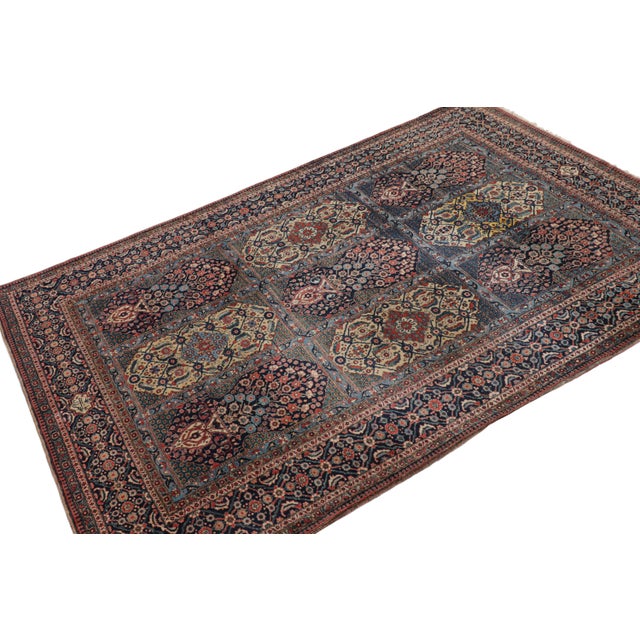 Hand-knotted in wool circa 1910-1920, this 4x6 antique rug of Kashan provenance is a rare and particularly exciting new...