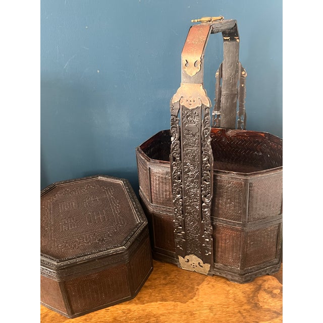 Large Antique Chinese Wedding Basket With Brass Mounts, Circa 1880–1920 For Sale - Image 16 of 18