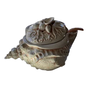 Late 20th Century Conch Shell Ceramic Soup Tureen With Ladle