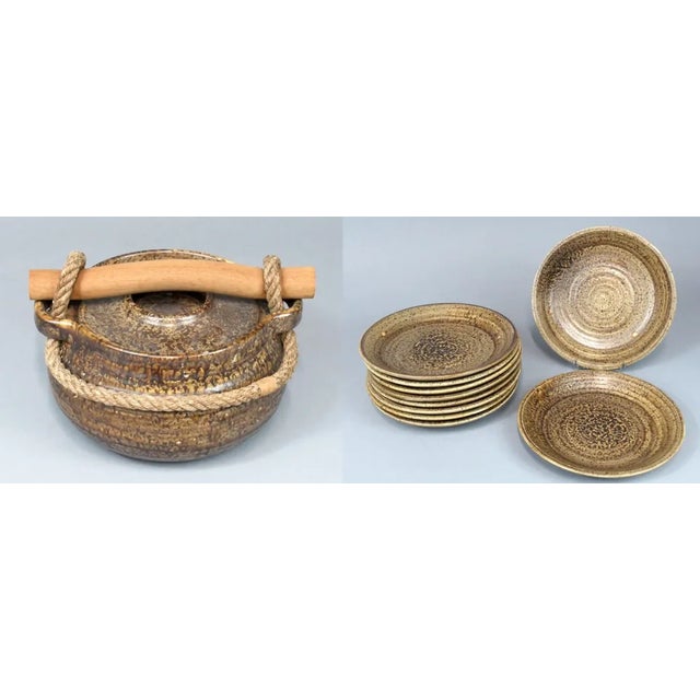 Ceramic Soup Tureen and Dinner Plate Set from Potier de l'Abbaye, 1960s, Set of 11 For Sale - Image 6 of 6