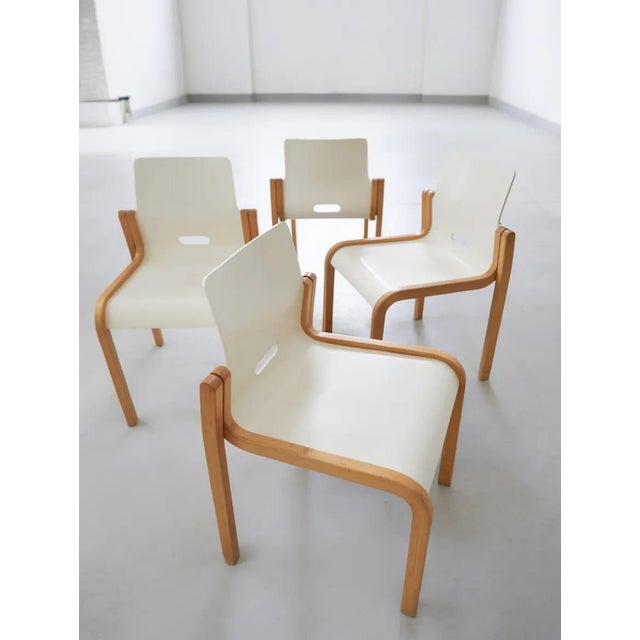 Vintage Nordic Lacquered Wooden Chairs, 1970s, Set of 4 For Sale - Image 11 of 11