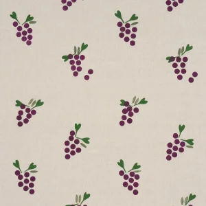 Schumacher X Caroline Z Hurley Grapes Hand Block Print Fabric In Purple On Natural