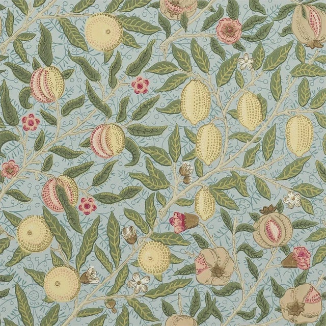 Morris & Co Fruit Wallpaper in Slate/Thyme - a Sample For Sale