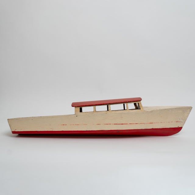 1910s Early 19th Century Hand-Painted Pond Boat Model, Nautical Construction For Sale - Image 5 of 15