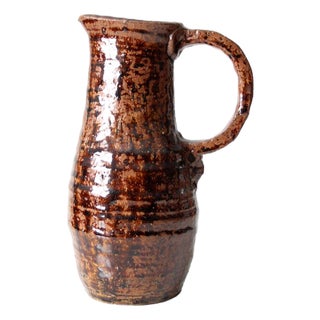 Vintage Studio Pottery Pitcher Signed 1975 For Sale