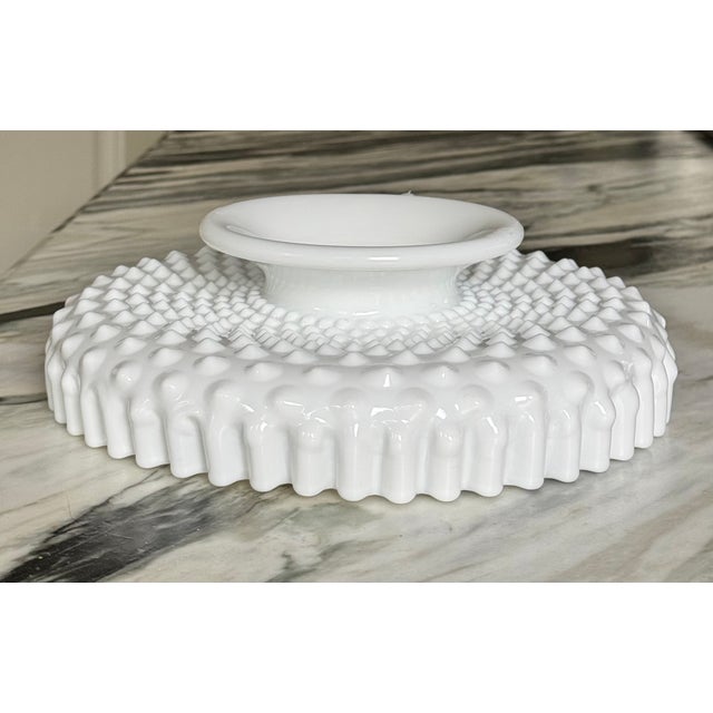 Mid 20th Century Mid-Century Fenton Glass Hobnail Ruffled Edge Low Compote Cache Pot For Sale - Image 5 of 11