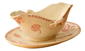 Antique Red Iron Earth Gravy Boat from Lunéville